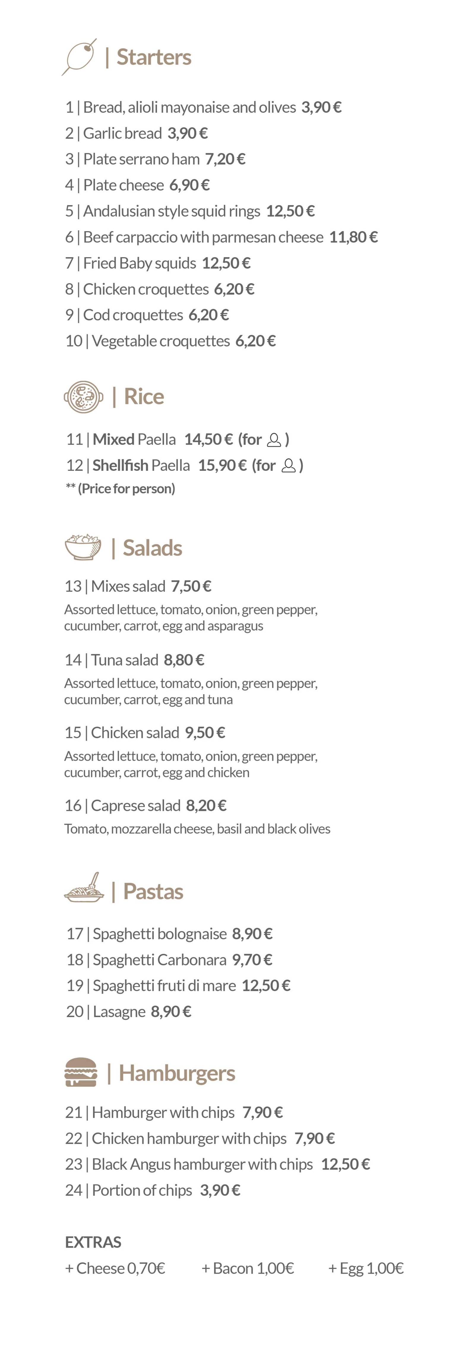 Menu pizzeria sa coma